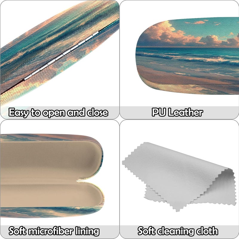 Cabreche Glasses Case Hard Shell Eyeglass Portable Glasses Eyeglasses Holder Box with Cleaning Cloth Women Girls Men Cute - Image 4